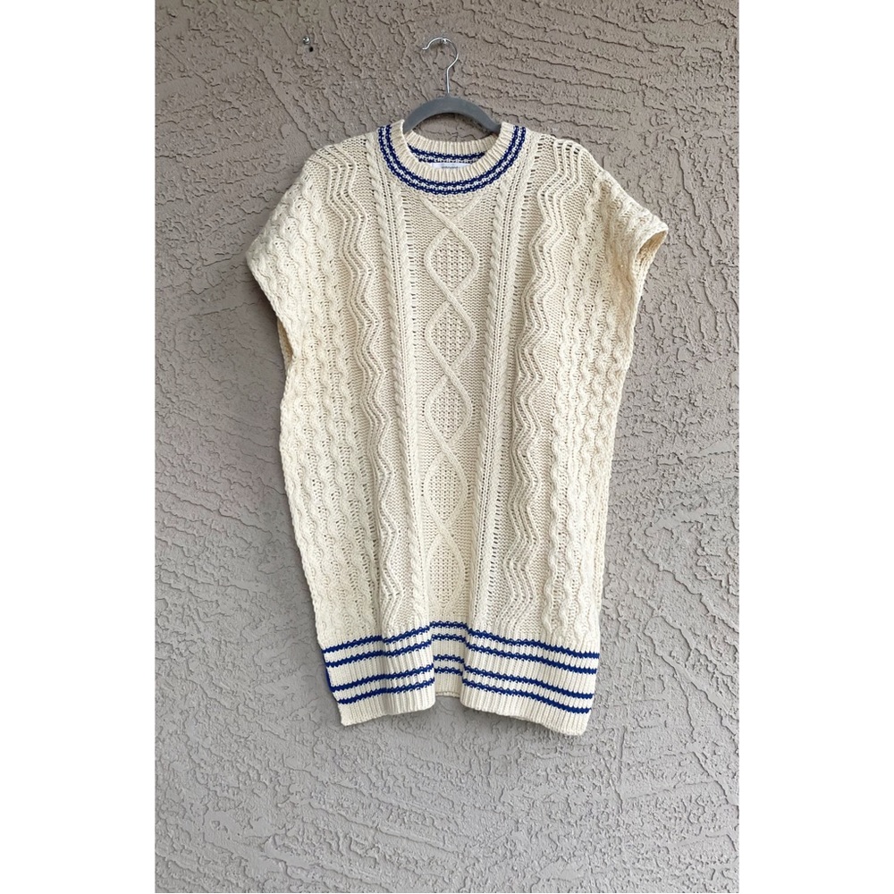 Storets Cream and Blue Knit Vest